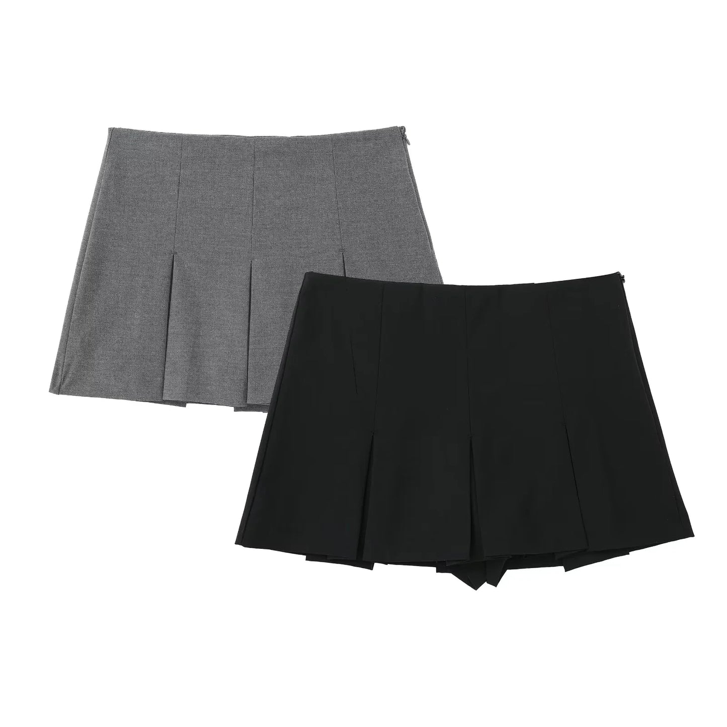 HXAO Pleated Mini Skirt Pants High Waist Grey Short Skirts Women Summer Black Skirt Shorts Streetwear Casual Women's Skort