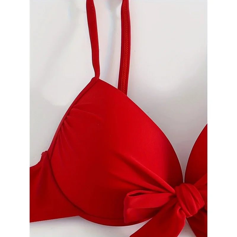 Sexy Micro Bikini Swimsuit Women Simple Classic Solid Bandage Bikini Push Up 2025 New Beach Spice Girl Bathing Suits Two Piece