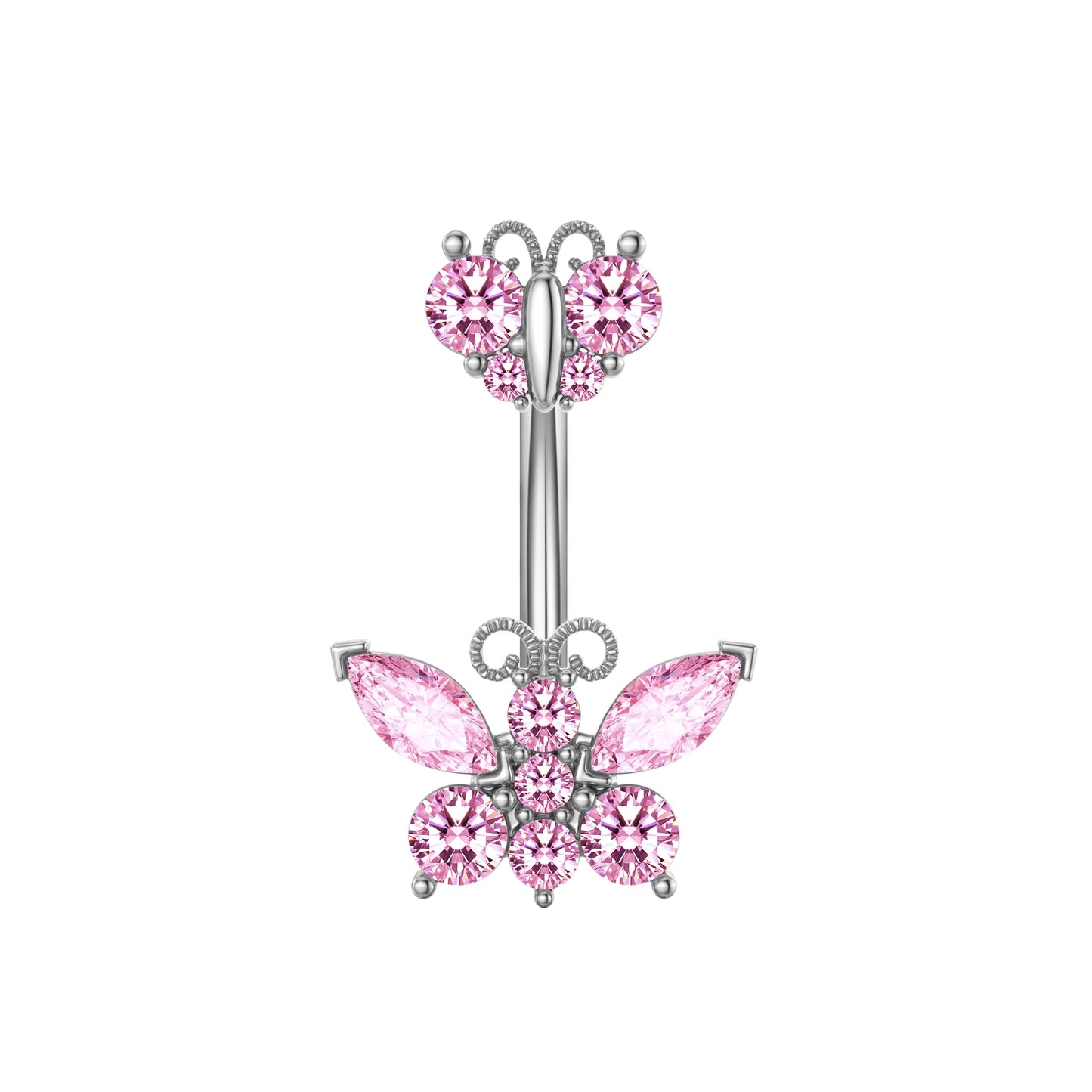 New Pink Series Heart Snake Crystal Zircon Belly Button Rings Fashion Cross Butterfly Dangled Belly Piercing for Women Jewelry