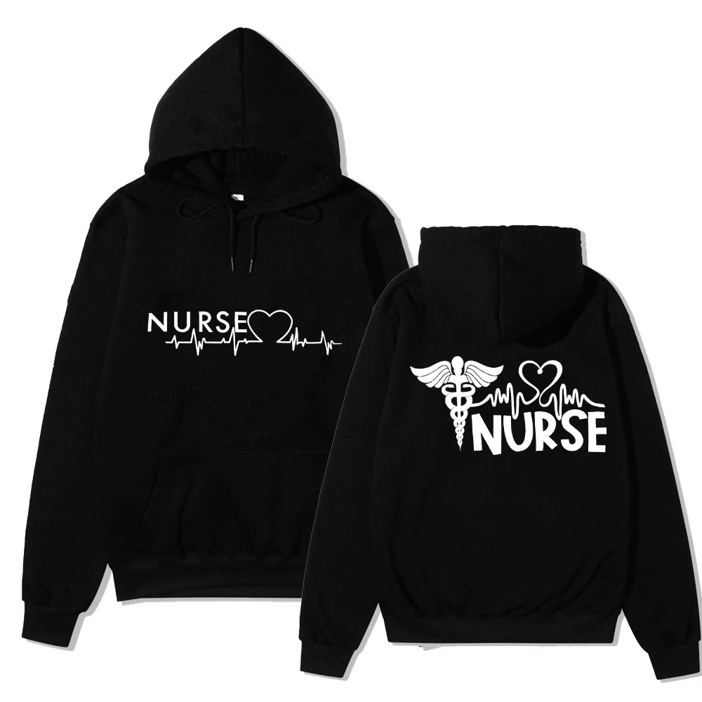 Women's Sweatshirts Fashion Nurse Graphic Y2k Hoodie Long Sleeve Pullover Outerwears Aesthetic Harajuku Hooded Female Clothing