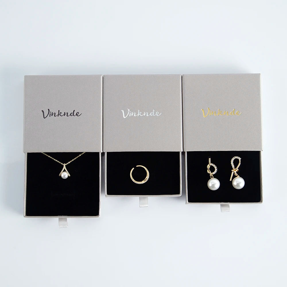 Wholesale 24pcs Custom Jewelry Packaging Box with logo Pink Cardboard Drawer Sliding Jewellery Earrings Ring Necklace Gift Boxes