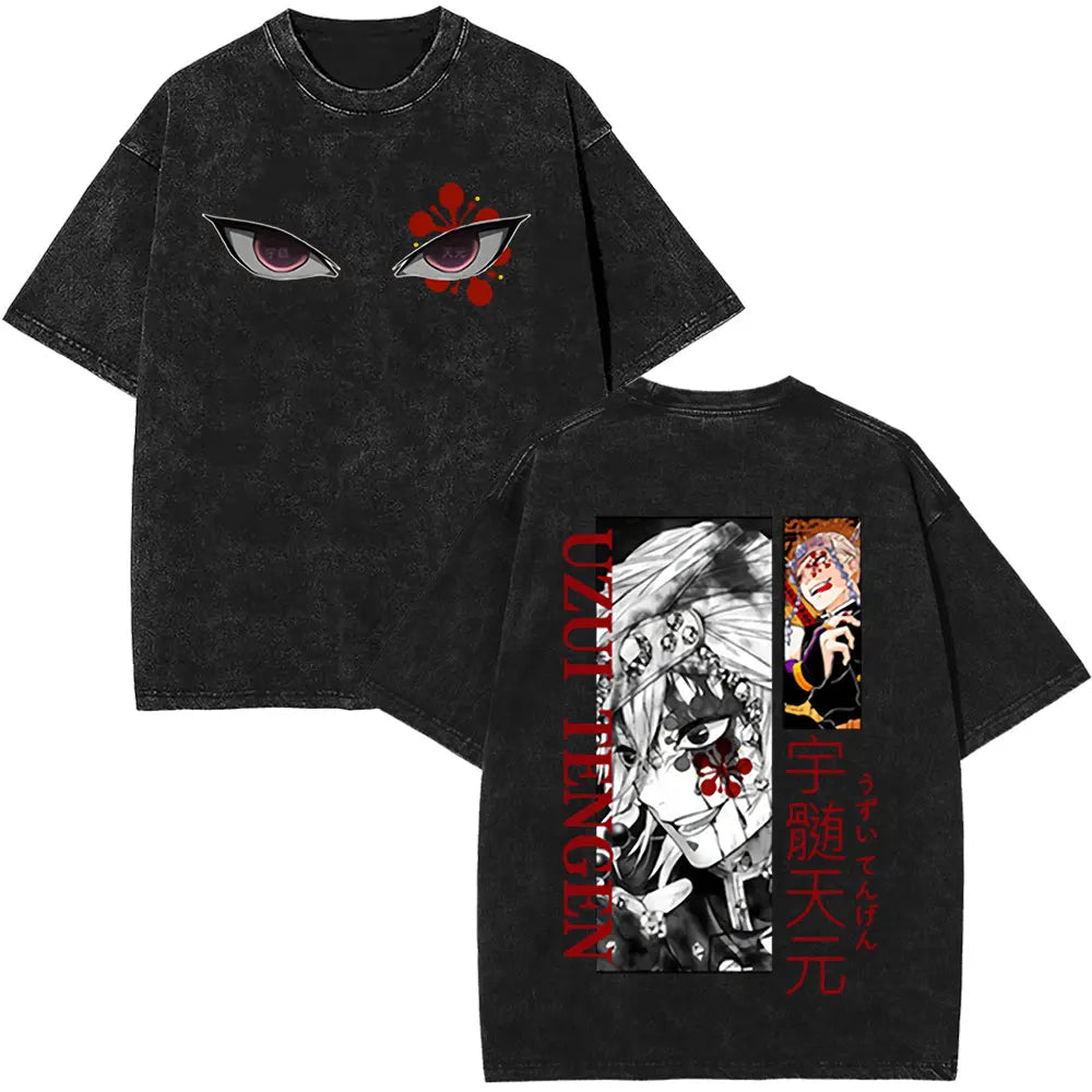 Demon Slayer Tengen Uzui Ninju Mice GYM Washed T Shirts Kimetsu No Yaiba Tee Shirt Cotton T-Shirt Unisex Casual Oversized Tops