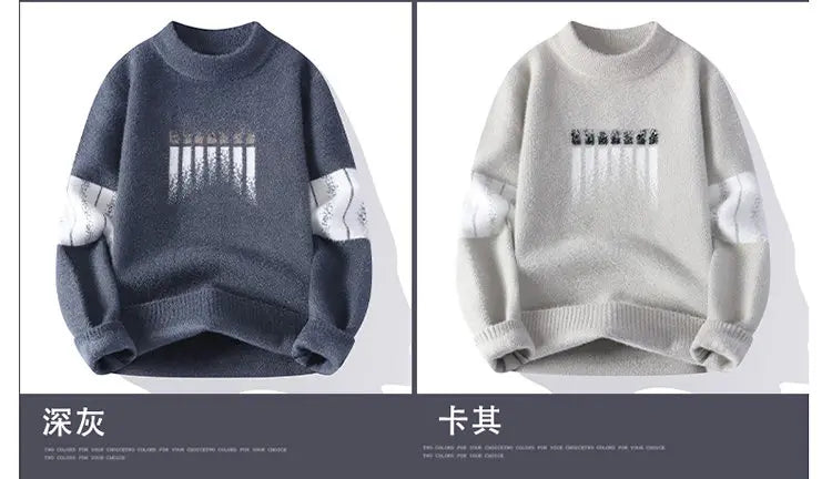 New Winter Tops Handsome Pullover Men Korean Harajuku Mens Christmas Sweaters Grade Luxury Thick Warm Sweater