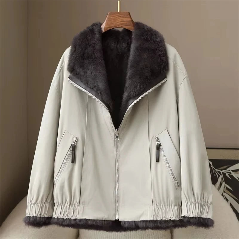 Women's jacket 100% Natural Real Fur Coat Winter Down Jacket Warm Elegant Women Outerwear 2025 New Parker Arrivals Coats Jackets