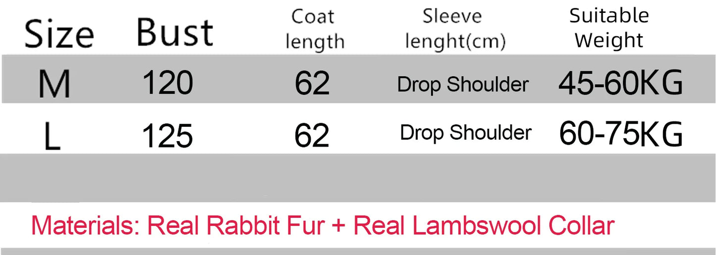 2025 New Real Fur Coat Winter Jacket Women Natural Rabbit Fur Lambswool Collar Luxury Outwear Loose Thick Warm Female Coat