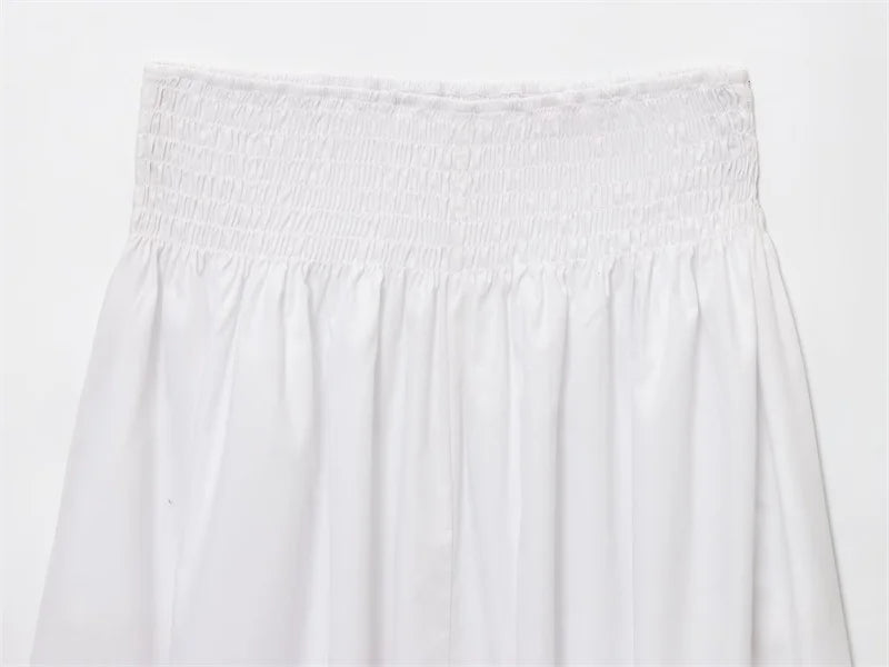 Women's Skirt 2025 New European and American Style Solid Color Poplin Long Skirt Summer Women's Casual Midi Skirt