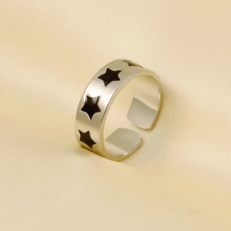 Elegant Ring Enamel Stainless Steel Rings For Women Men Accessories Flower Plant Jewelry Open Adjustable Real Gold Plated Bagues