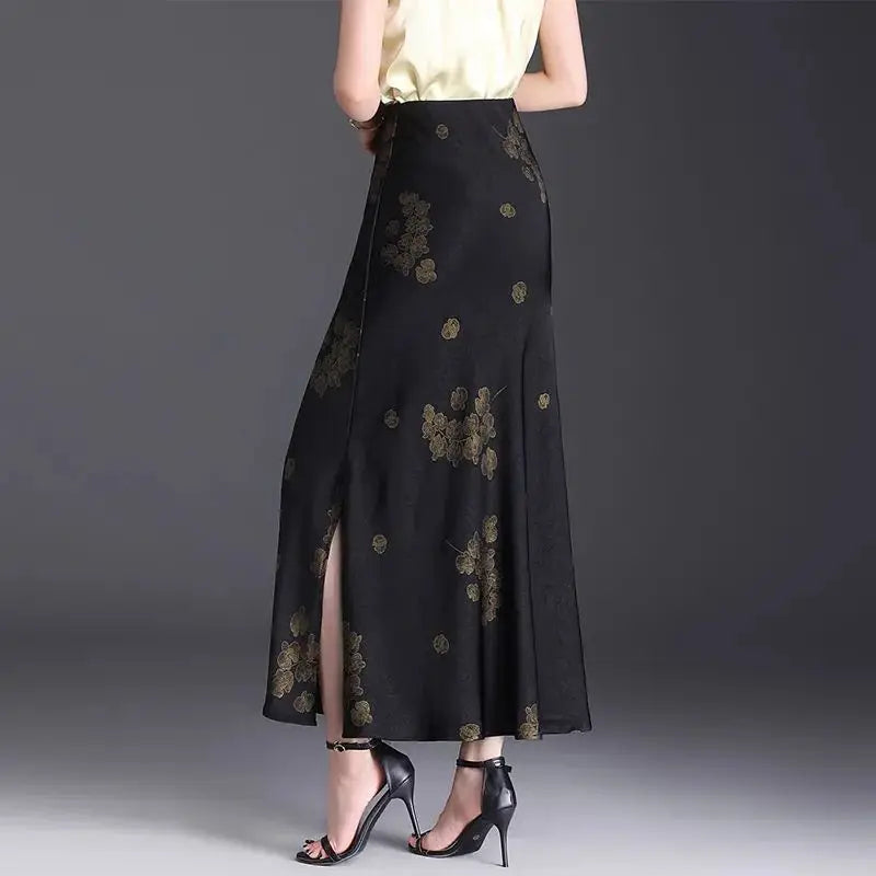 Printed Skirt Women Spring Summer New High-waisted Straight Hip-covered Skirt Temperament Long Skirt