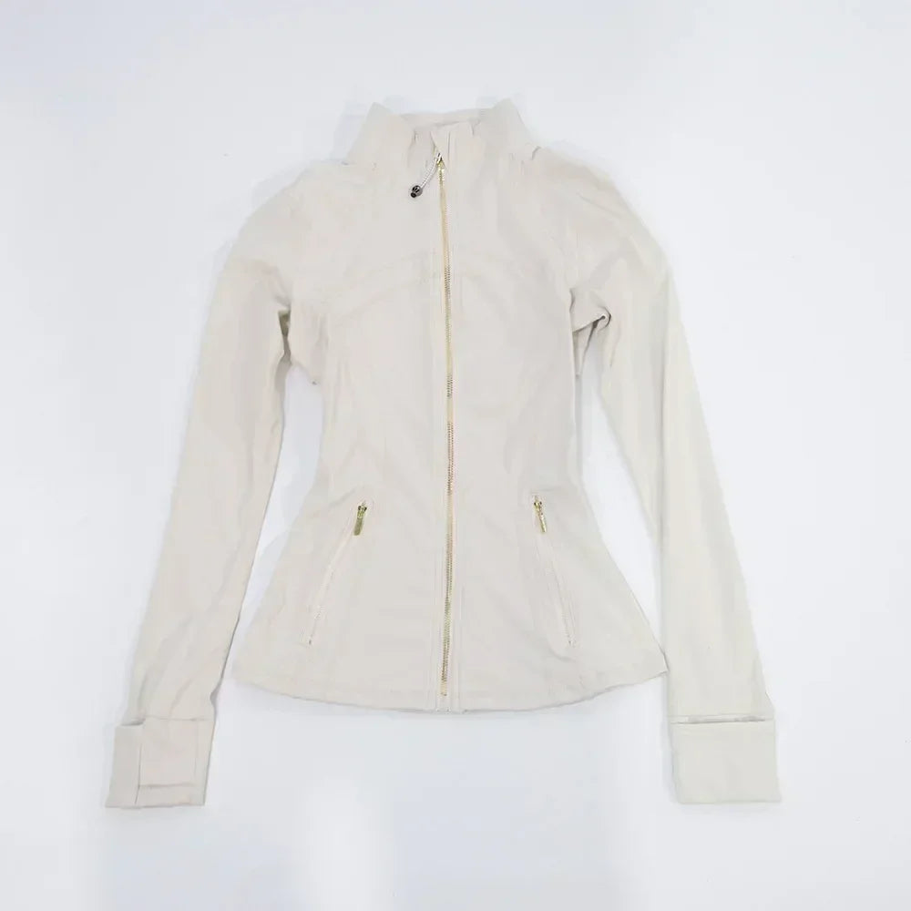 Slimming Zipper Jacket Yoga Collar Lightweight Quick Dry Sporty Thin Rose Gold Evening Summer Outerwear for Active Living