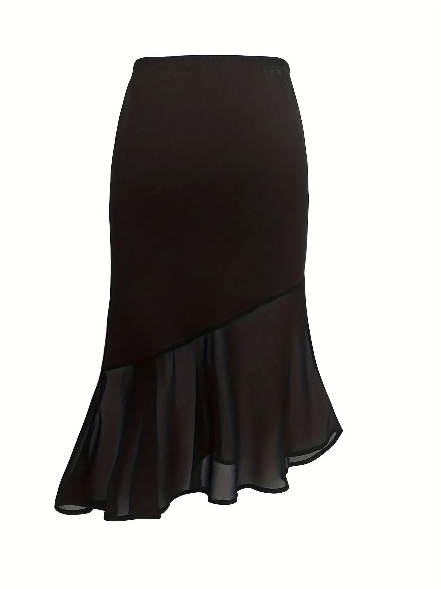 Fairyshely Casual Black Mesh Long Skirt Women 2025 Summer Wrap High Waist Midi Skirt Ladies Elegant Solid Bodycon Mermaid Skirt