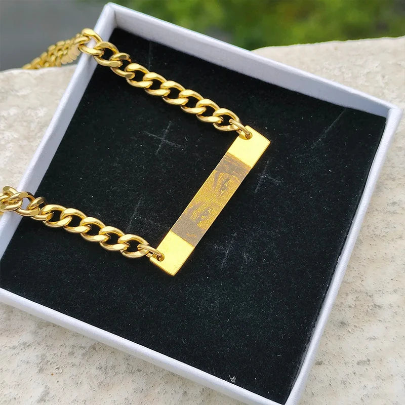 Personalized Customized Eyes Photo Stainless Steel Bracelets With Photo Laser Engraved Eyes Luxury Men's Bracelets Custom Gifts