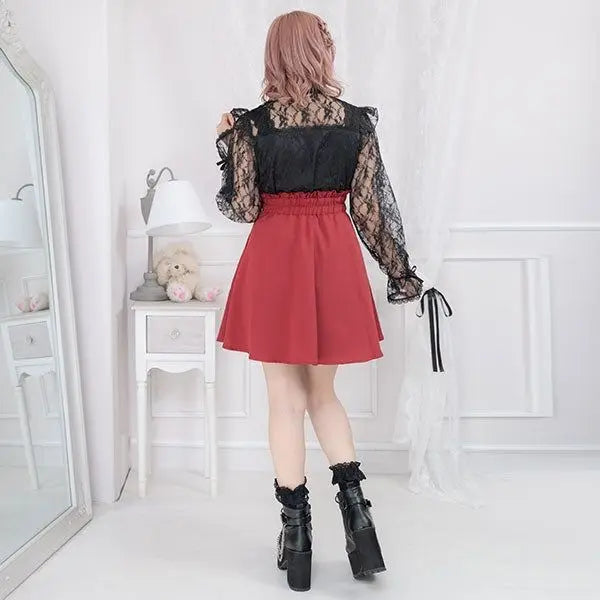 Women's Plus Size Lolita Style Skirt Black High Waist Slimming Summer Skirt Japanese Cute Soft Girl Fashion Flared Design S-3XL