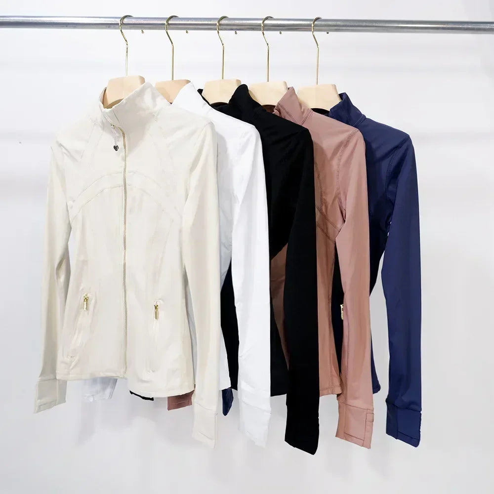 Slimming Zipper Jacket Yoga Collar Lightweight Quick Dry Sporty Thin Rose Gold Evening Summer Outerwear for Active Living