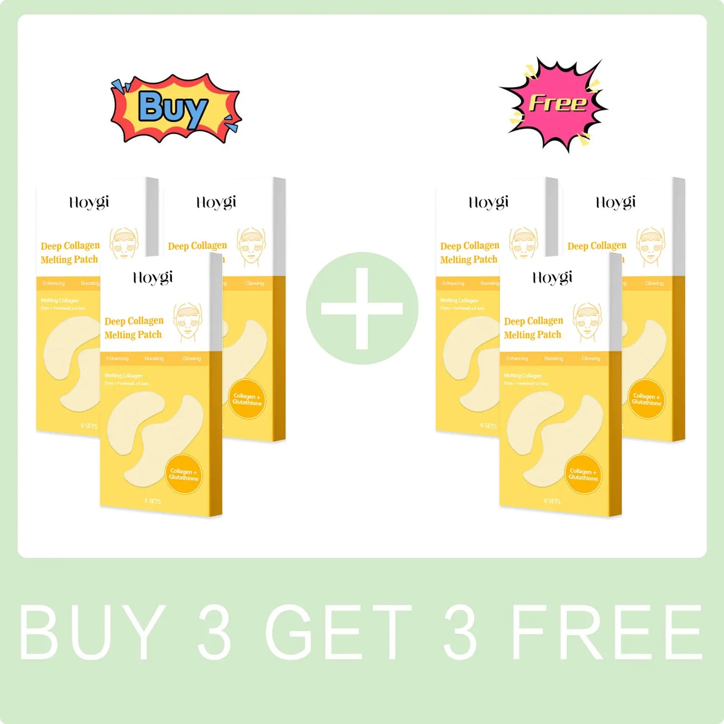 HOYGI Collagen Protein Patche Film Water Soluble Soluble Absorbable for Forehead Eye Area Moisturizing Essence Patch Face Care