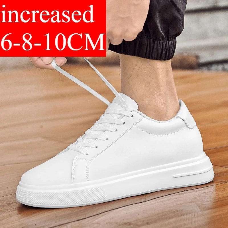 New  Men's Sneakers Elevator Shoes Heightening Height Increase Insole 6-10CM High Heels Shoes Leather Sport Shoes Men Shoes