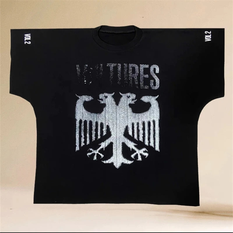 Kanye West Vultures Music Album Graphic YZY T Shirts Men Women Oversized T-shirts Male T-shirt Top Tees