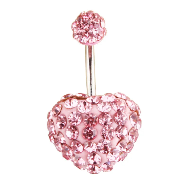 New Pink Series Heart Snake Crystal Zircon Belly Button Rings Fashion Cross Butterfly Dangled Belly Piercing for Women Jewelry