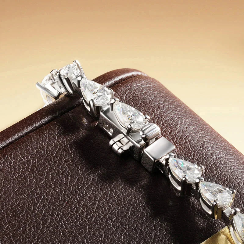 3*5mm Pear Cut D Color Full Moissanite Tennis Bracelet for Women Men 925 Sterling Silver Waterdrop Shape Hand Chain Fine Jewelry