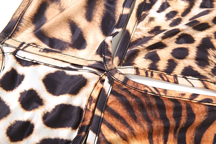 Sisterlinda Sexy Backless Dress Women Hollow Tiger Print Sleeveless Stretch Turtleneck Midnight Prom Party Clubwear Long Bodycon