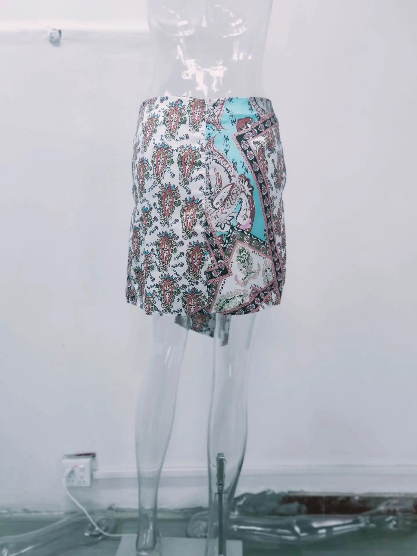 2025 New High-Waist Belted A-line Printed Skirt for Women