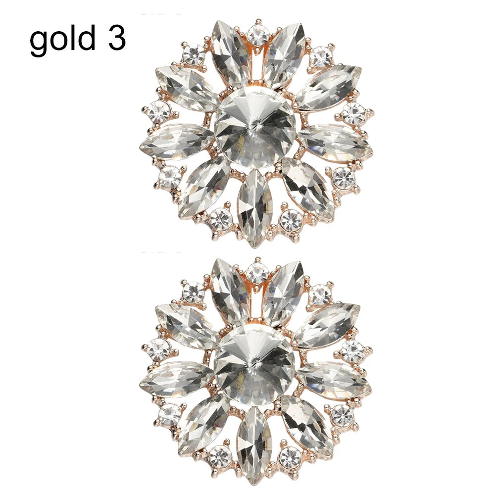 1Pair Detachable Shoes Decorations Shiny Crystal Shoes Clip Charm Buckle Rhinestone Brooch Women Bag Pendant Bride Accessories