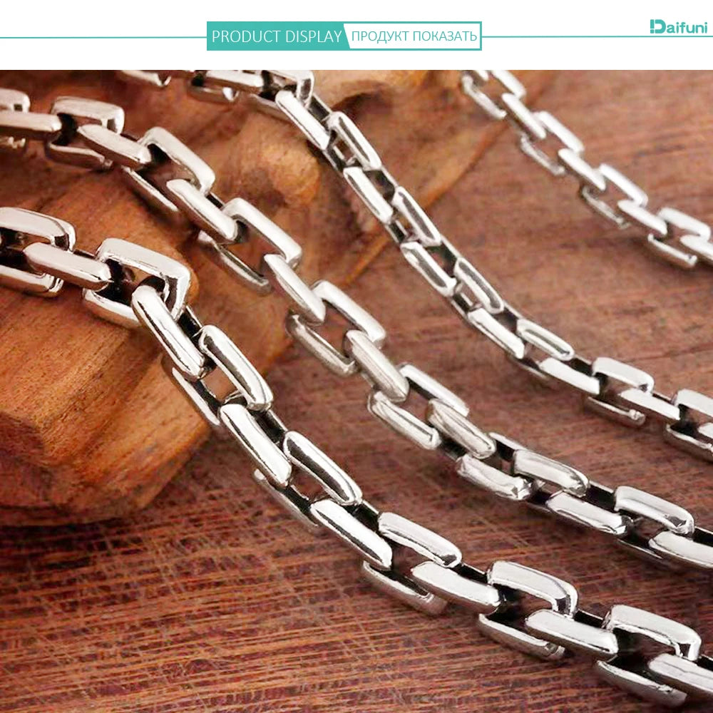 Daifuni 100% 925 Sterling Silver 5/6/8MM Chain & Link Bracelets For Men Vintage Steampunk Biker Hip Hop Style Party Jewelry Gift