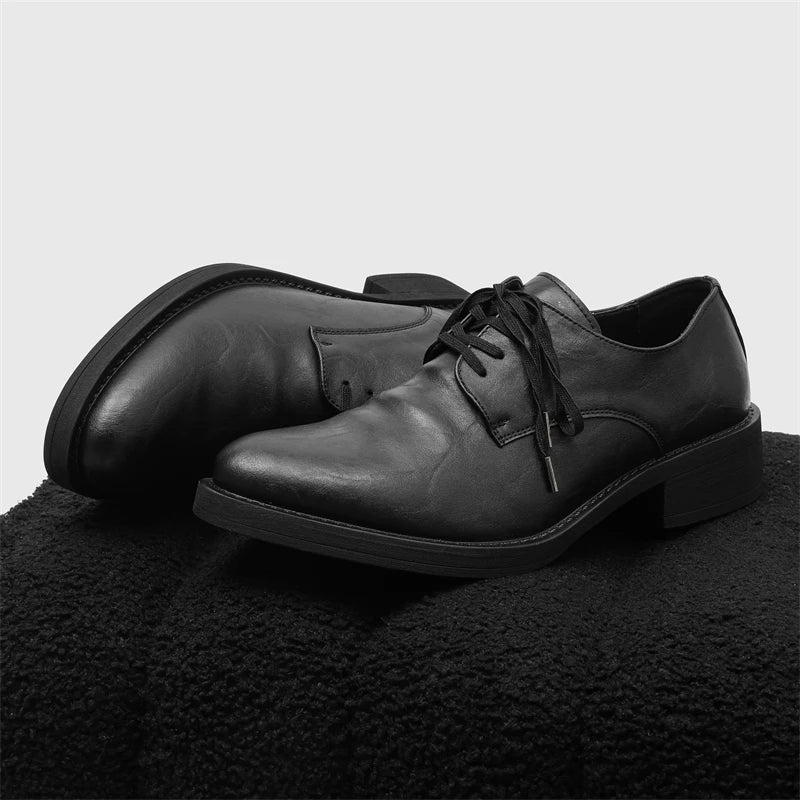 British Style Men's Leather Shoes Pointed Luxury Leather Dress Shoes Versatile Couples Interview Commuting Men's Casual Shoes