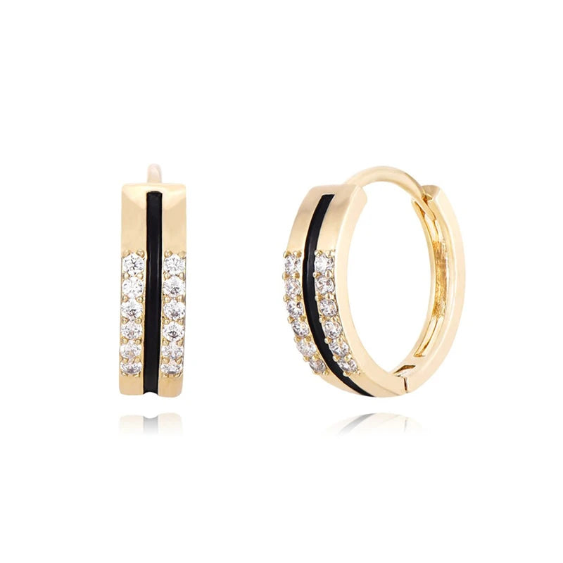 CRMYA Black CZ Zircon Dripping Oil Women's Earrings Set Fashion Gold color Earring Accessories For Women 2025 Jewelry Wholesale