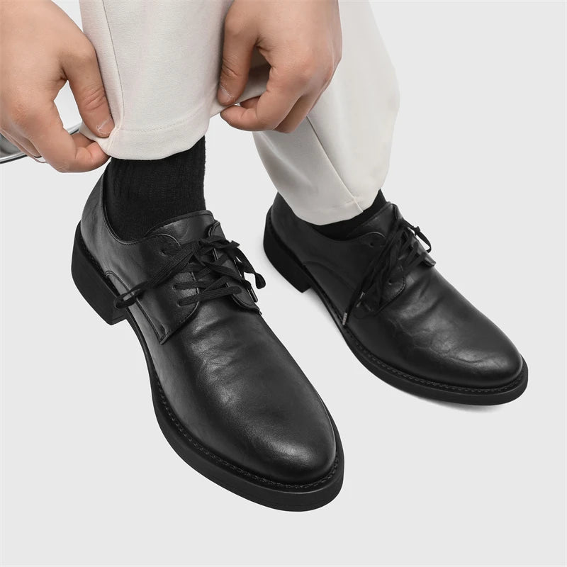 British Style Men's Leather Shoes Pointed Luxury Leather Dress Shoes Versatile Couples Interview Commuting Men's Casual Shoes