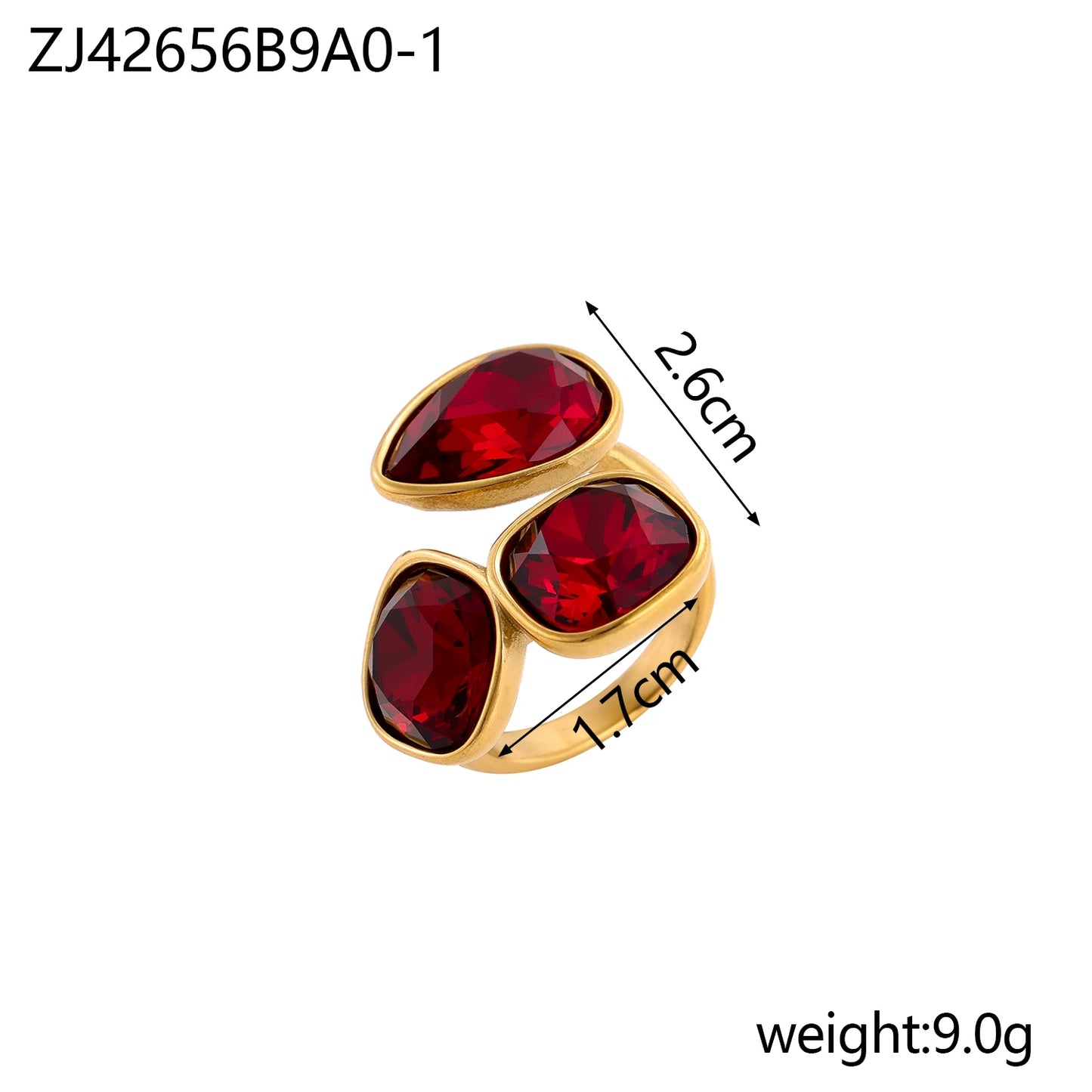 18k gold color stainless steel ring with crystal ring for women light luxury high-grade color open stainless steel