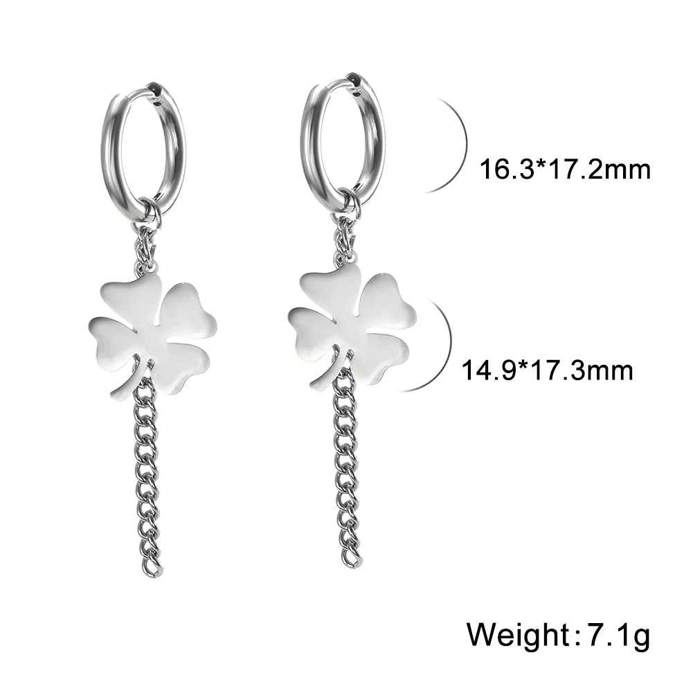 Kkjoy Fashion Stainless Steel Earrings Classic Clover Lucky Four-leaf Clover Pendant Engagement Gifts Jewelry 2023 Trend NEW