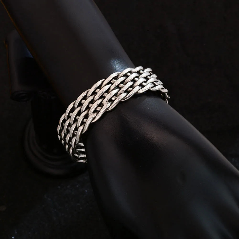 925 Sterling Silver Bracelets for Women Men String Accessory Interware Vintage Simple Hollow Chain Pendant Party Jewelry Gift