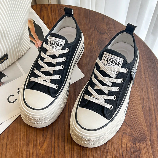 Spring Summer And autumn New thick-soled Canvas shoes Women's muffin sole Versatile Popular Sports small white Shoes Women 2025
