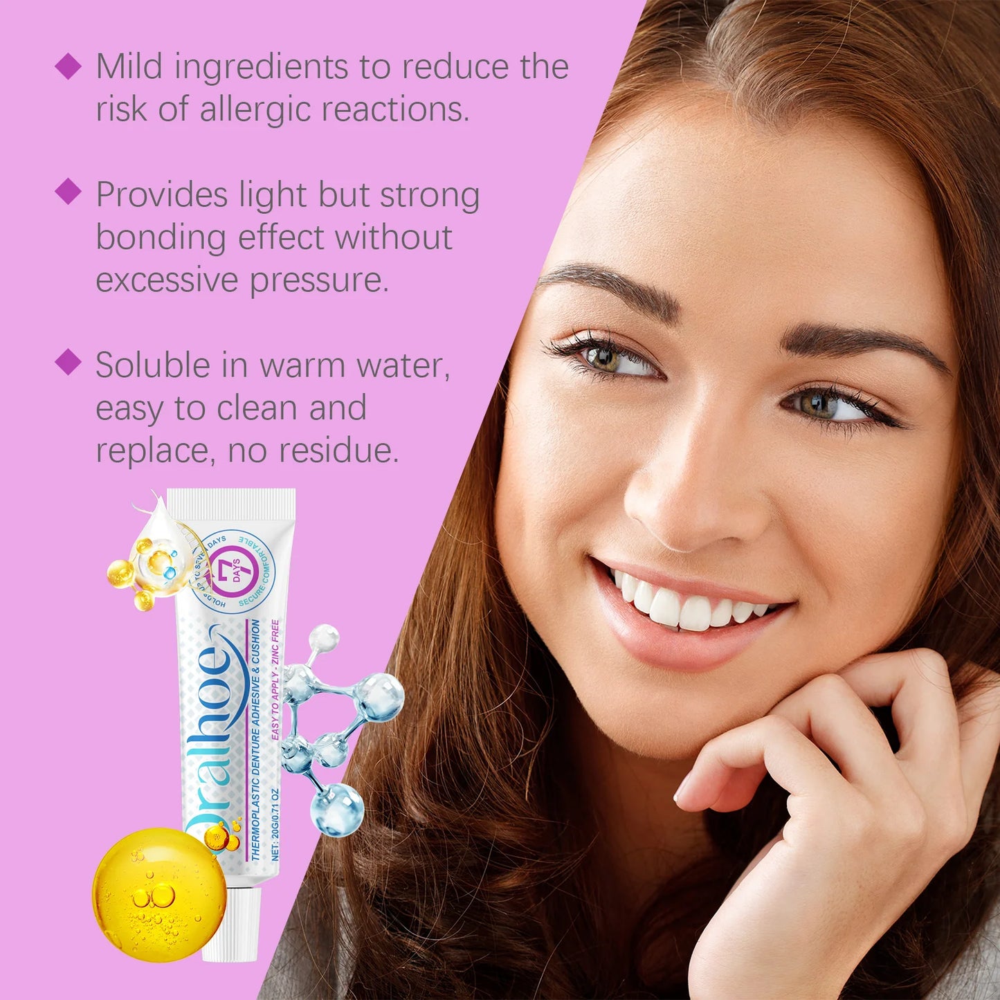 Seamless Fit Thermoplastic Denture Adhesive Comfortable Portable Oral Health Care Long Lasting Reusable Denture Care Dental