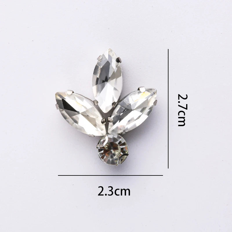 QIAO 5pcs Rhinestones Ornament Crystal Clear Iron on Diamond Rhinestones for Clothing Bags Hoodie Decorations Accessories
