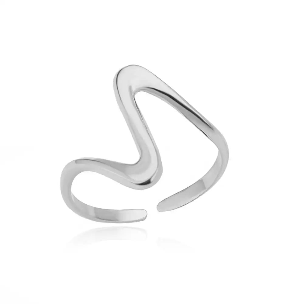 Stainless Steel Twist Chain Adjustable Rings for Women Men Simple Geometric Leave Flower Open Ring Jewelry Female Holiday Gifts
