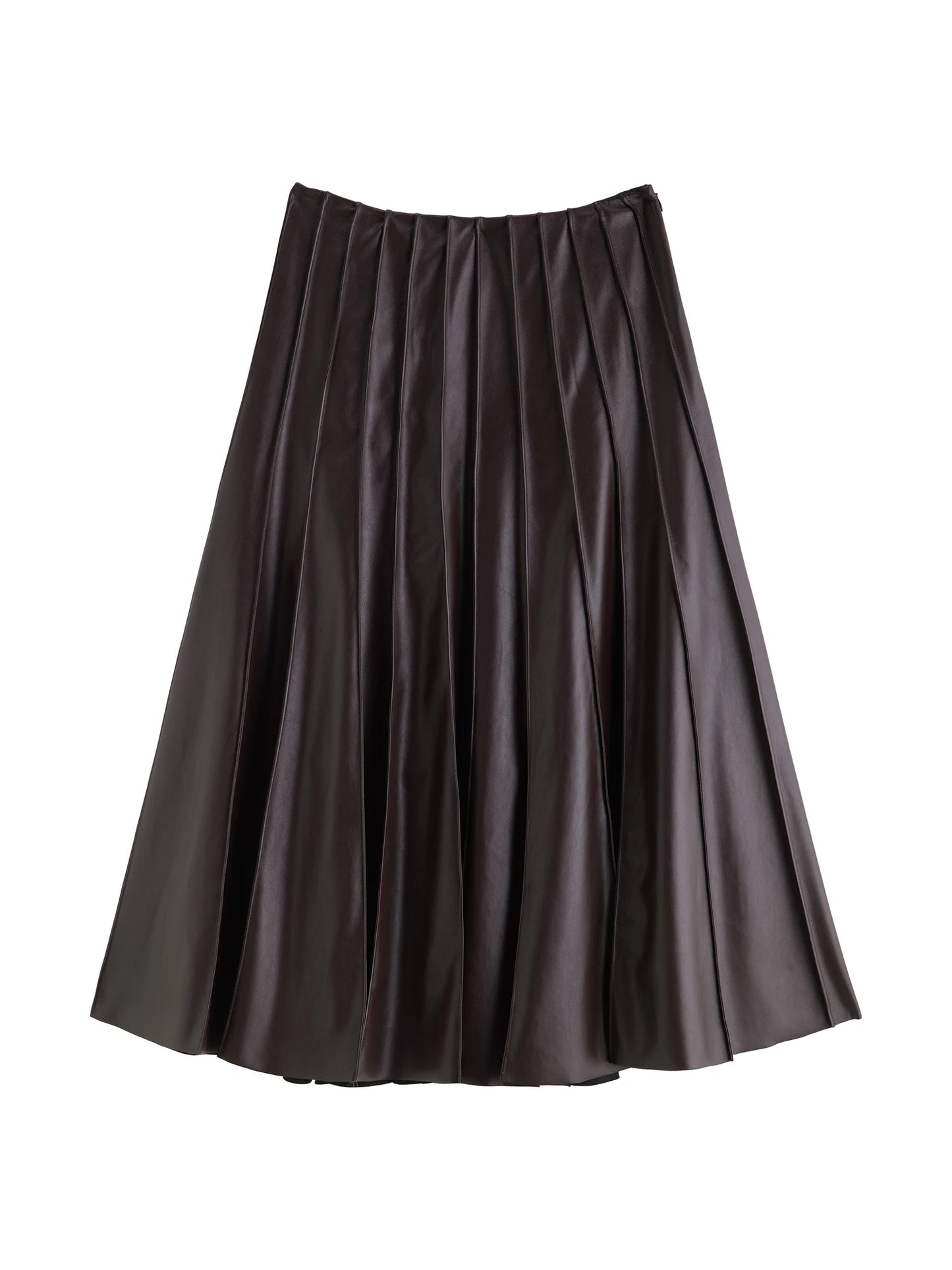 ZIQIAO Petite Women's Cherry Gloss Stylish 3D PU Leather Half Skirt 2025 New Women's A-line Pleated Umbrella Skirt 25ZQ93098