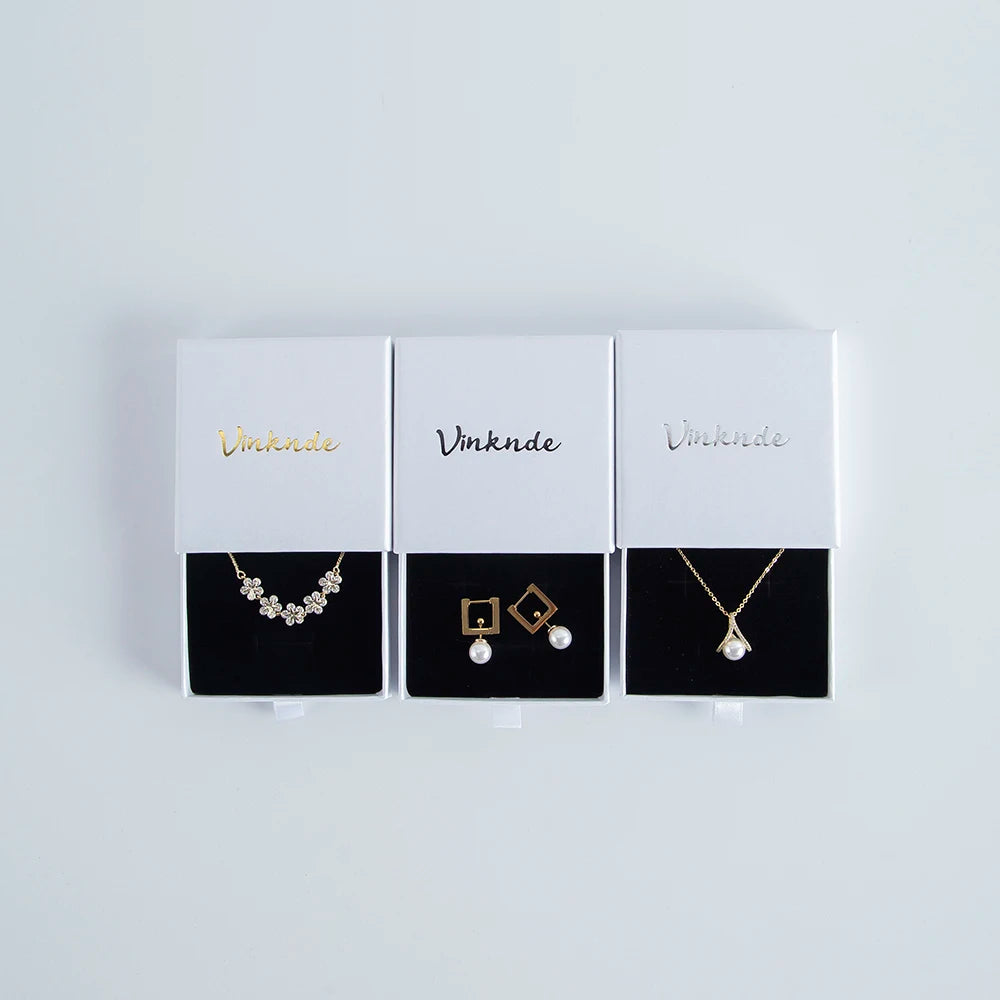 Wholesale 24pcs Custom Jewelry Packaging Box with logo Pink Cardboard Drawer Sliding Jewellery Earrings Ring Necklace Gift Boxes