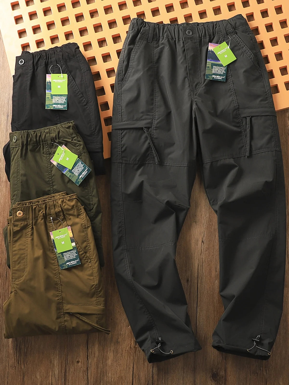 Outdoor Men's Windproof Waterproof Hiking Sports Loose Straight Multibag Workwear Casual Long Trousers Faionable Urban Sle