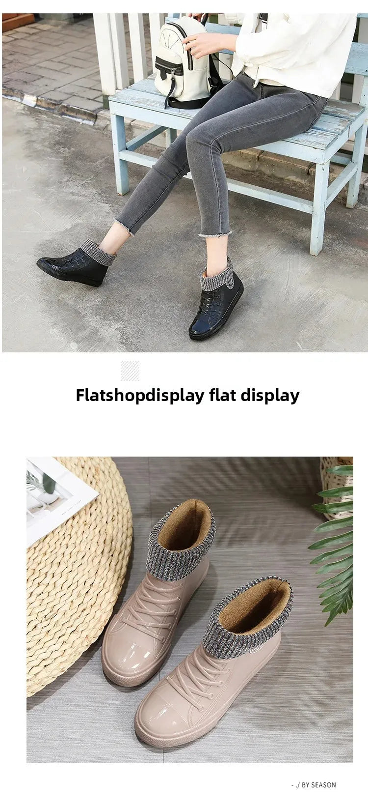 Anti-Slip Short Tube Waterproof Women's Rain Boots Fashionable Kitchen Work Rubber Shoe Covers Fishing Shoes PVC Material Adult