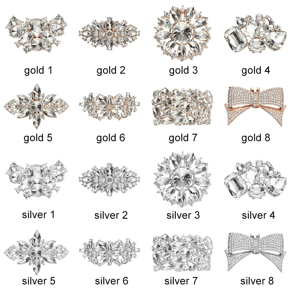 1Pair Detachable Shoes Decorations Shiny Crystal Shoes Clip Charm Buckle Rhinestone Brooch Women Bag Pendant Bride Accessories