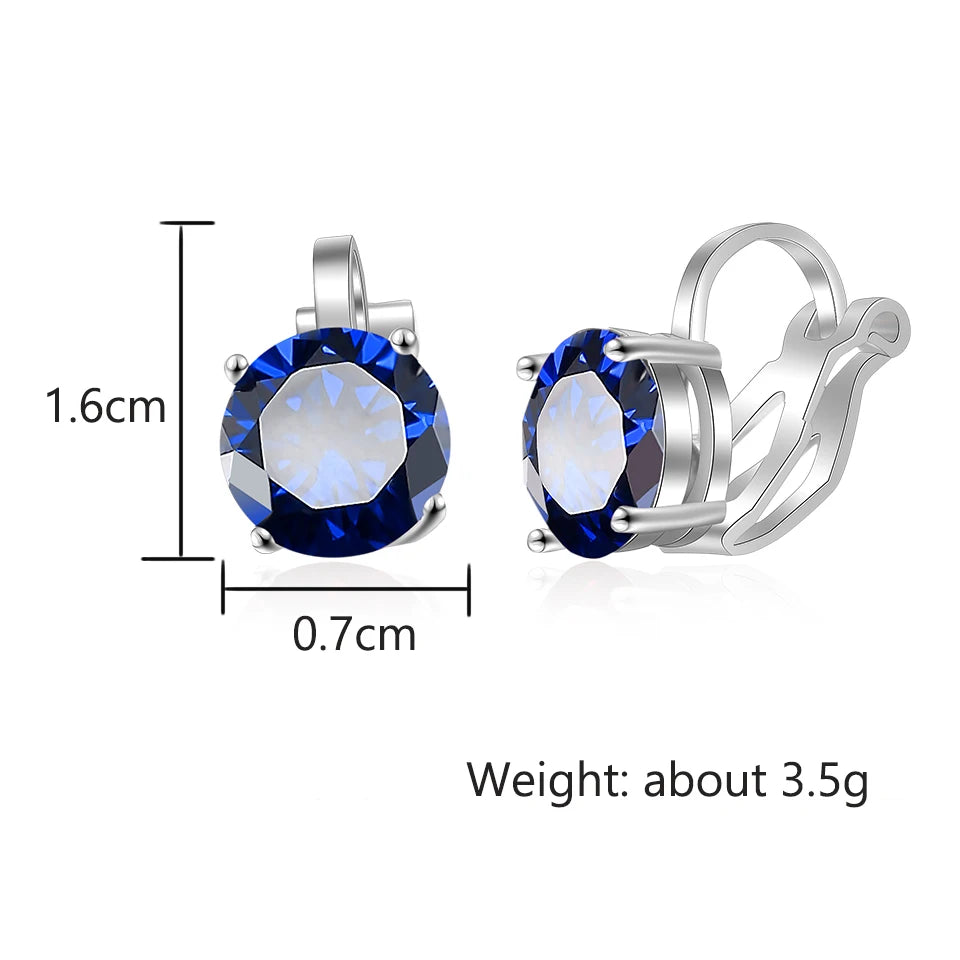 ZAKOL Shiny 7mm Cubic Zircon Ear Cuffs Earring Round Crystal Fake Piercing Clip Earrings For Women Wedding Party Jewelry