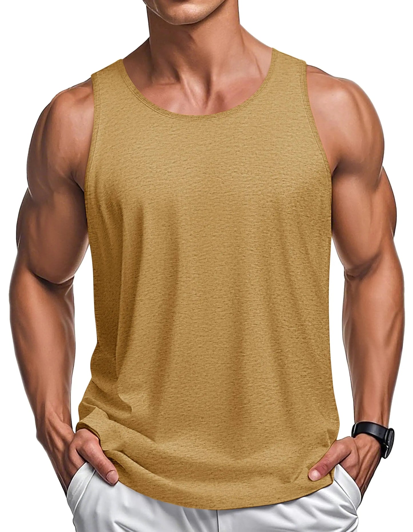 MAGCOMSEN Men's Tank Tops Cotton Sweat-wicking Breathable Muscle Sports Sleeveless Shirt Gym Exercise Outdoor Sports and Beach