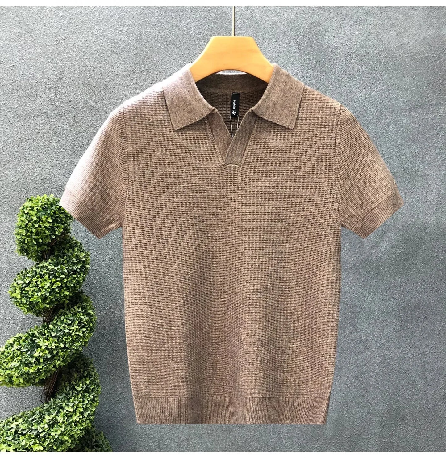 Casual Knitted Polo Shirt Men's Short Sleeve Cuban Collar T-Shirt Summer Fashion Individualistic Turn-down Collar Male Top
