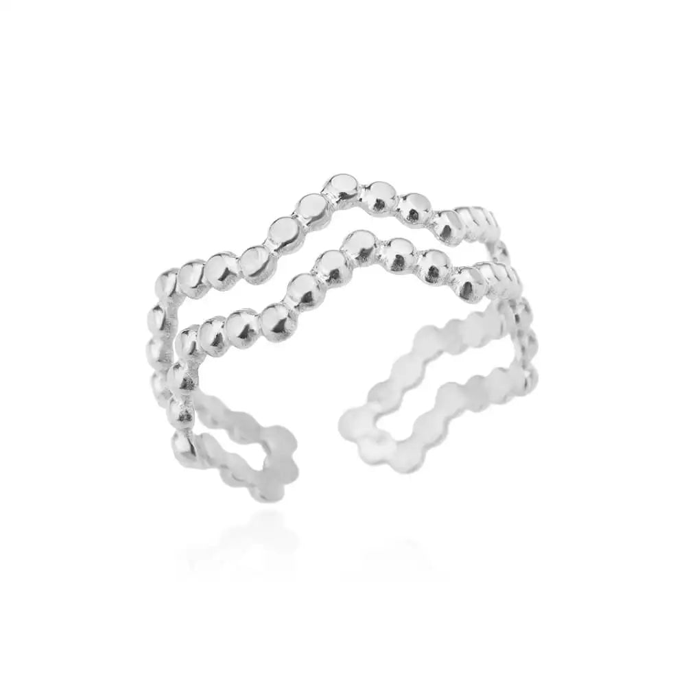 Stainless Steel Twist Chain Adjustable Rings for Women Men Simple Geometric Leave Flower Open Ring Jewelry Female Holiday Gifts