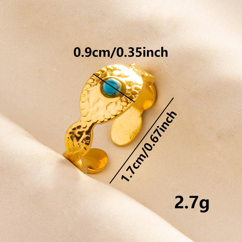 2pcs/lot Vintage Turquoise Gold Plated Knuckle Rings Blue Synthetic Stone Stainless Steel Rings Boho Jewelry Women Gifts No Fade