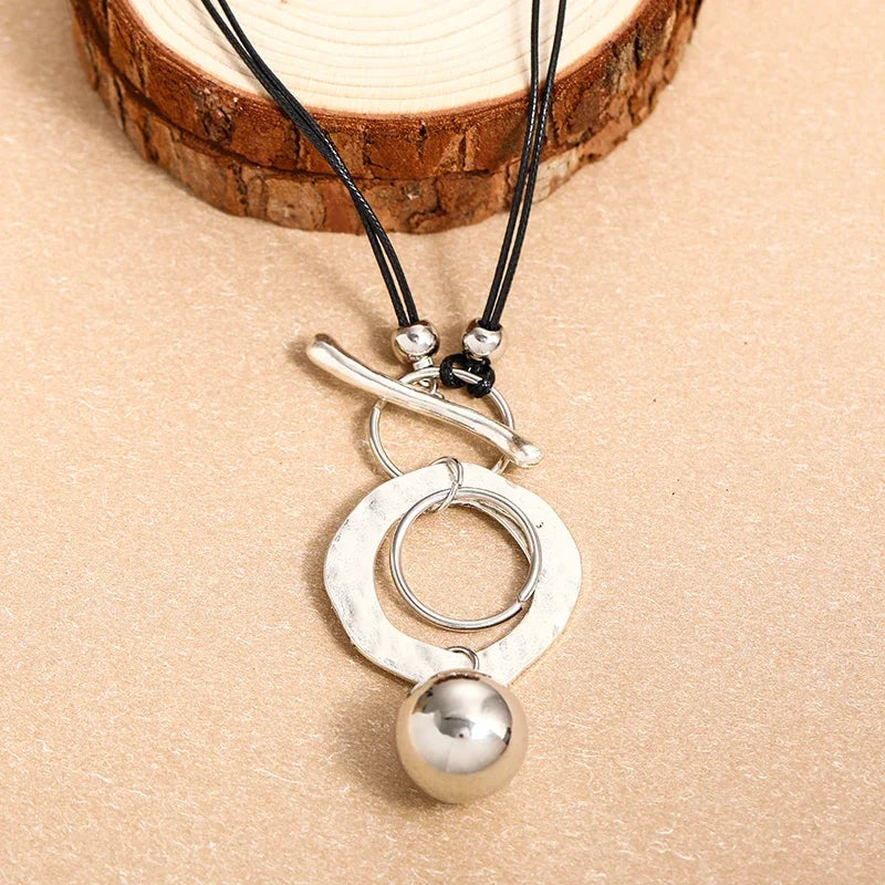 Bohemian Ethnic Wind Imitation Pearl Braided Necklaces Women Retro Hand-woven Beads Double Layer Rope Chain Vacation Jewelry