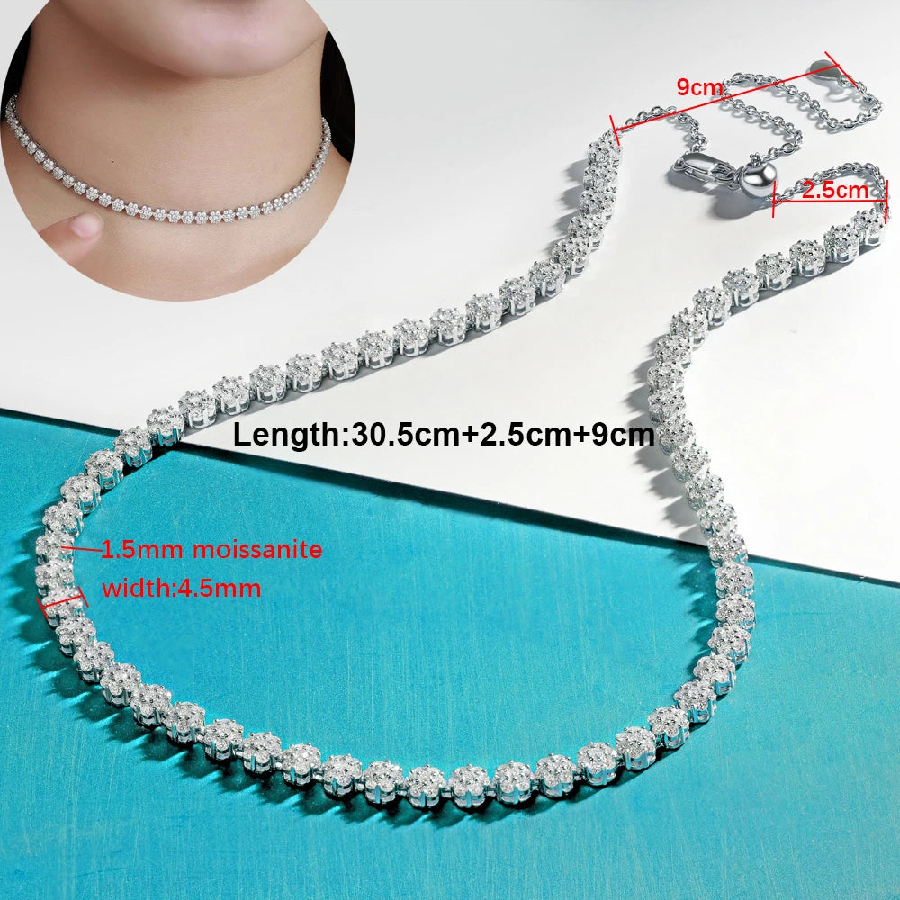 BXINY Flower Full Moissanite Tennis Bracelets 925 Sterling Silver D Color Lab Diamond for Women Hand Chain Gift Fine Jewelry GRA
