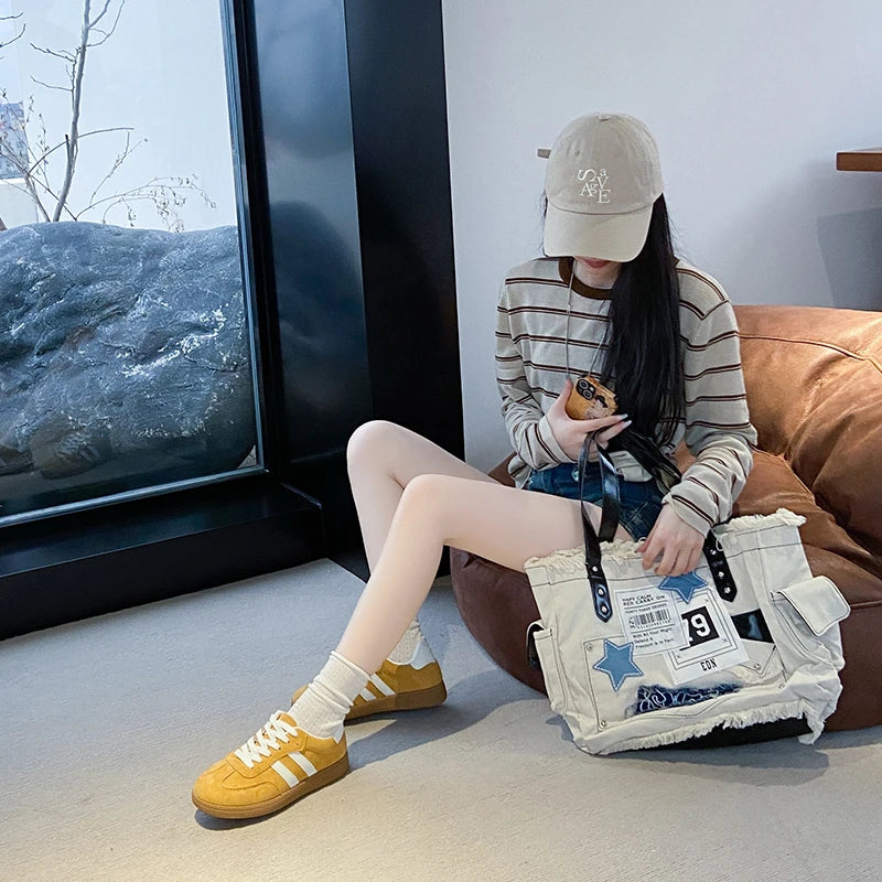 2025 Autumn New  Fashionable Comfortable Casual Sneakers Retro Thick-soled Sneakers Women's College Style Board Shoes Big Size