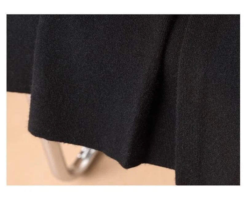 Women Knitted Skirt 2025 Autumn Winter New Loose Oversized Button Elastic Skirts Female Knitt Skirt Warm Women's Clothing